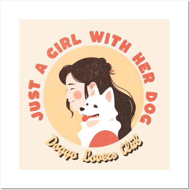 Just a Girl with her dog illustration Wall Art by Sara-Design2